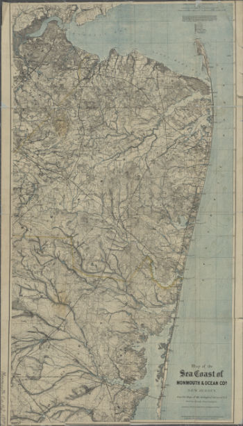 1887 Map of the Sea Coast of Monmouth & Ocean Co.s, New Jersey